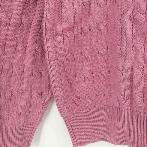 ポロバイラルフローレン Polo by RALPH LAUREN 00s ポニー刺繍 シルク100 ケーブル編み ハーフジップニット プルオーバー メンズ import:L